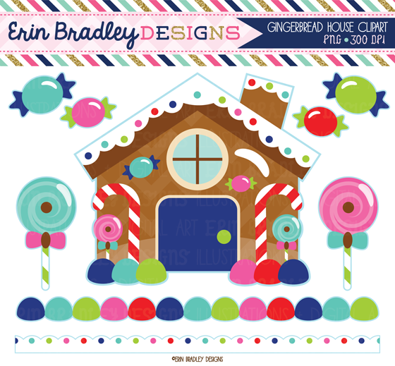 Erin Bradley Designs  New  Gingerbread House Clipart Set