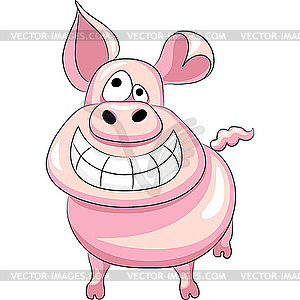 Funny Cartoon Happy Pig   Vector Clip Art