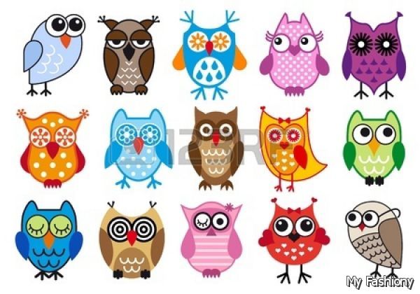 Initiate Of Colorful Owls Vector Picture Share Disengage Cliparts