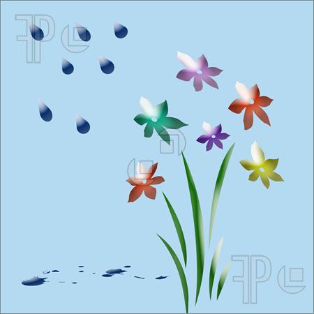 Rain On Flowers Illustration  Clip Art To Download At Featurepics Com