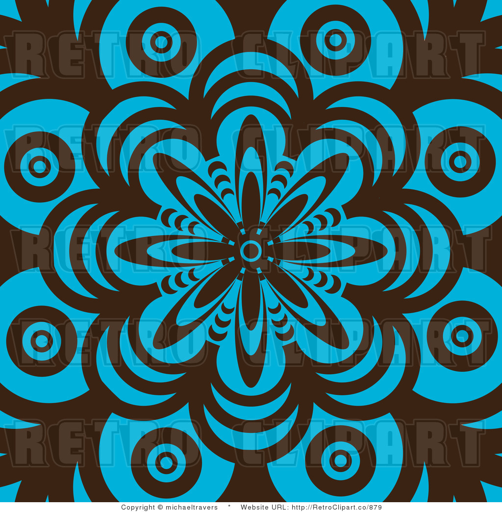 Royalty Free Retro Brown And Turquoise Flower Background By