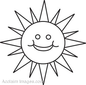 Smiley Sun Coloring Page Clip Art