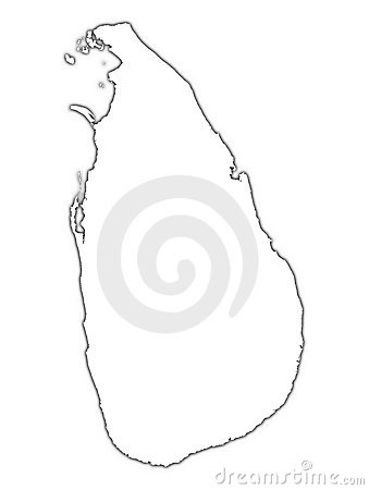 Sri Lanka Outline Map With Shadow  Detailed Mercator Projection