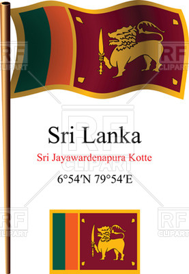 Sri Lanka Wavy Flag And Coordinates Signs Symbols Maps Download