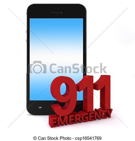 Stock Image Of 911 Phone 3d Rendering An Mobile With Clipart