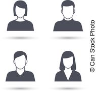 User Icons Female And Male Abstract Avatars With Shadow
