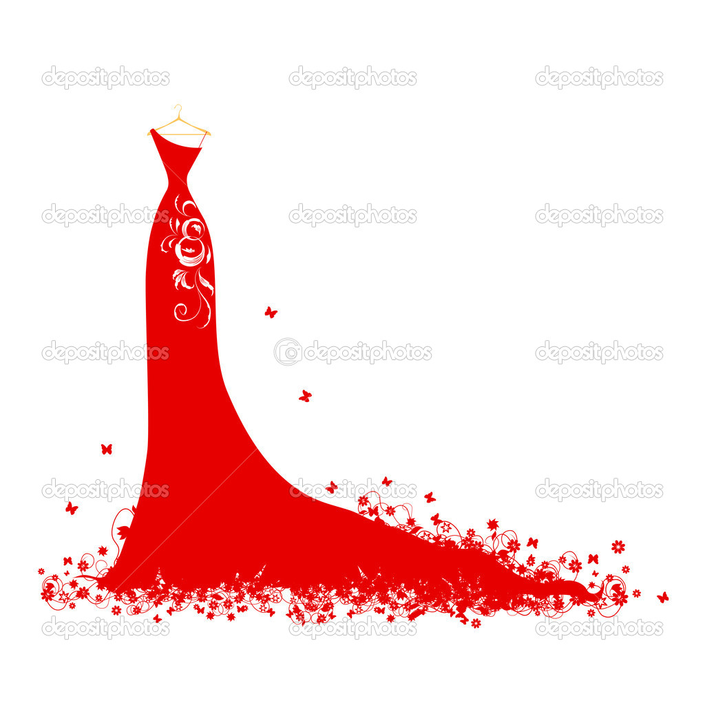 Wedding Dress Red On Hangers   Stock Vector   Kudryashka  3210306