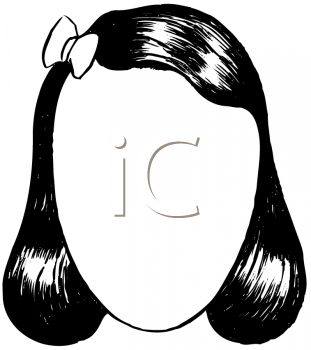 Black Hair With A Bow In A Vector Clip Art Illlustration Clipart Image