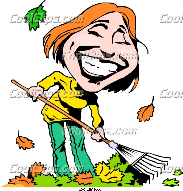 Cartoon Lady Raking Leaves   Funny Pictures Funny Images