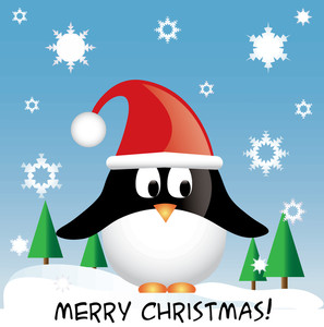 Christmas Clipart Image  Clip Art Illustration Of A Penguin On A Snowy