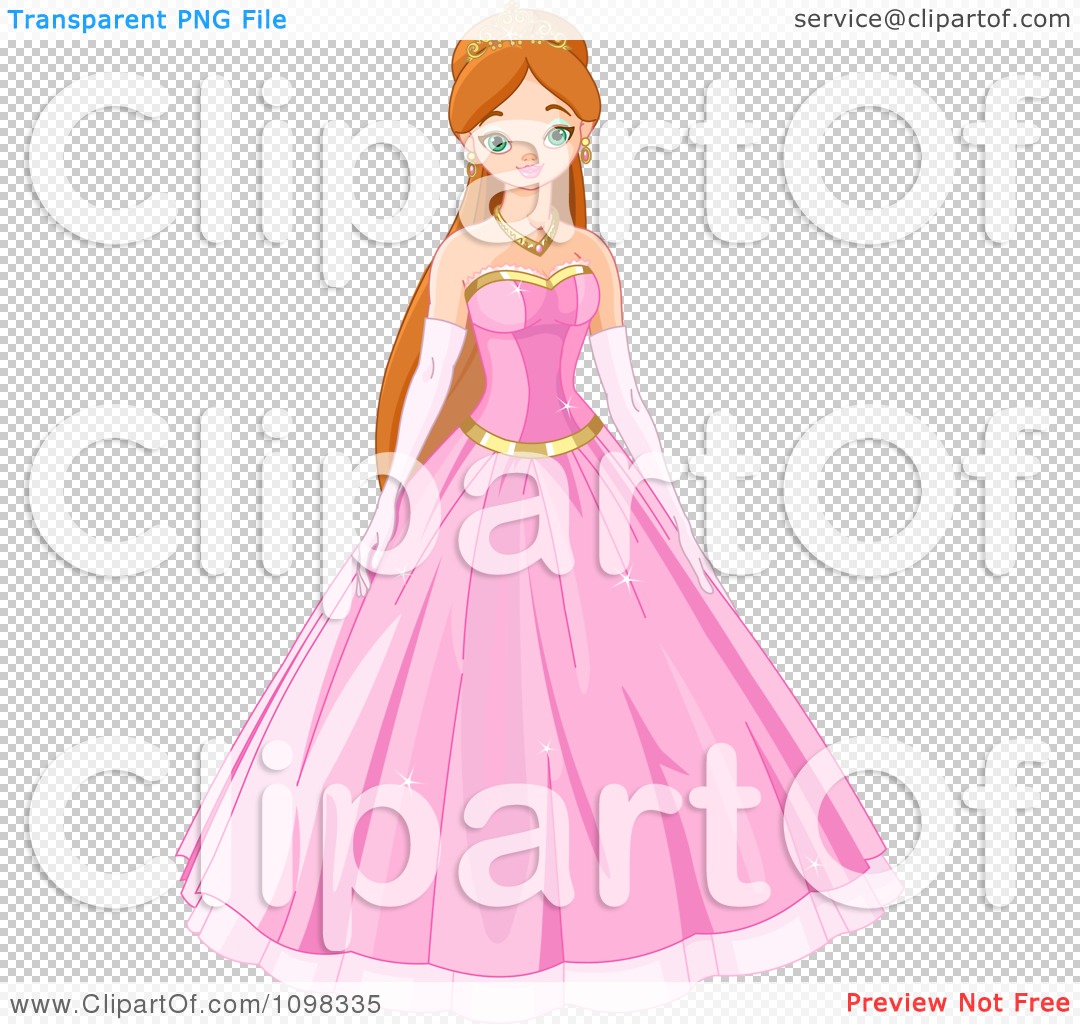 Clipart Beautiful Princess In A Pink Ball Gown   Royalty Free Vector