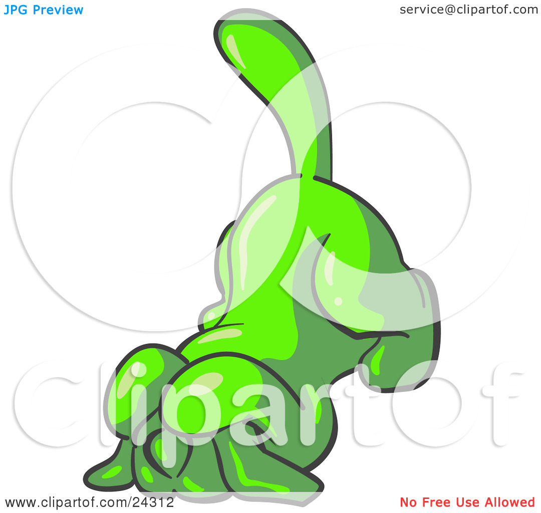 Clipart Illustration Of A Scared Lime Green Tick Hound Dog Covering