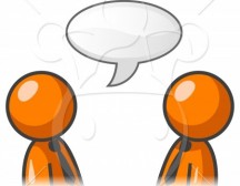 Clipart Illustration Orange People Talking In Chit Chat Conversation