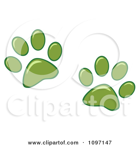 Clipart Two Green Dog Paw Prints   Royalty Free Vector Illustration By