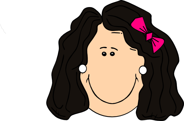 Dark Hair Lady With Earrings And Bow Clip Art At Clker Com   Vector