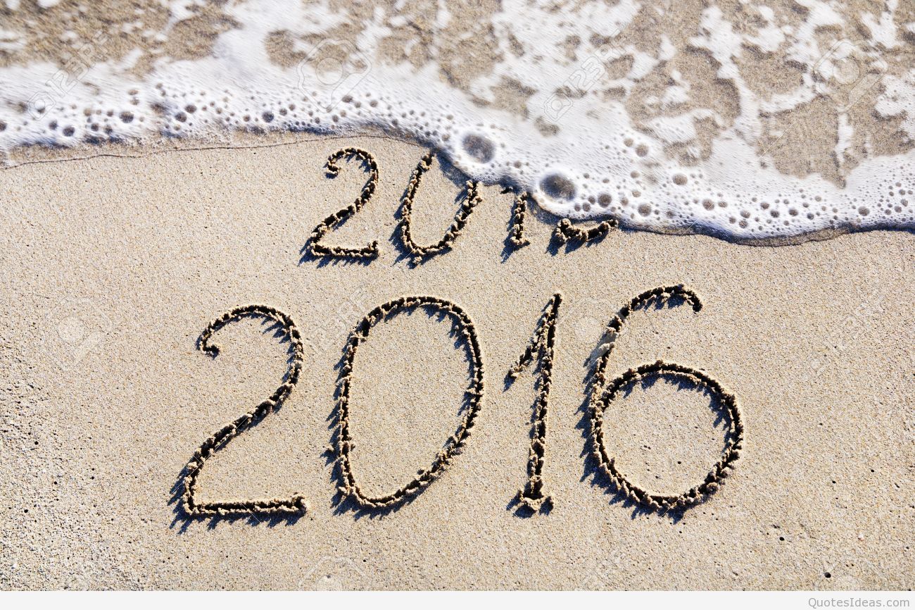 Happy New Year 2016 Replace 2015 Concept On The Sea Beach