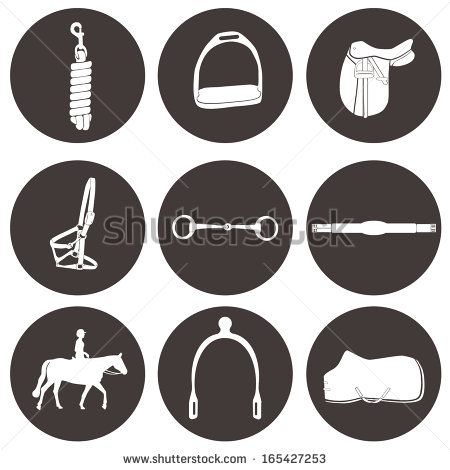 Horse Bit Clipart Set Of Vector Icons With
