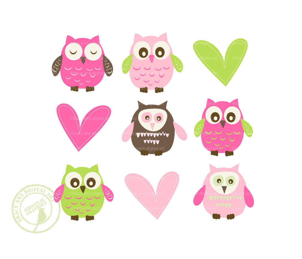Jellybean Baby Owl And Heart Clip Art By Tracyanndigitalart