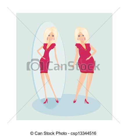 Of Full Lady Enjoys Her Slim Reflection Csp13344516   Search Clipart