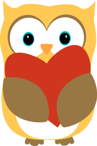Owl With A Heart Clip Art Image   Yellow Owl Holding A Red Heart