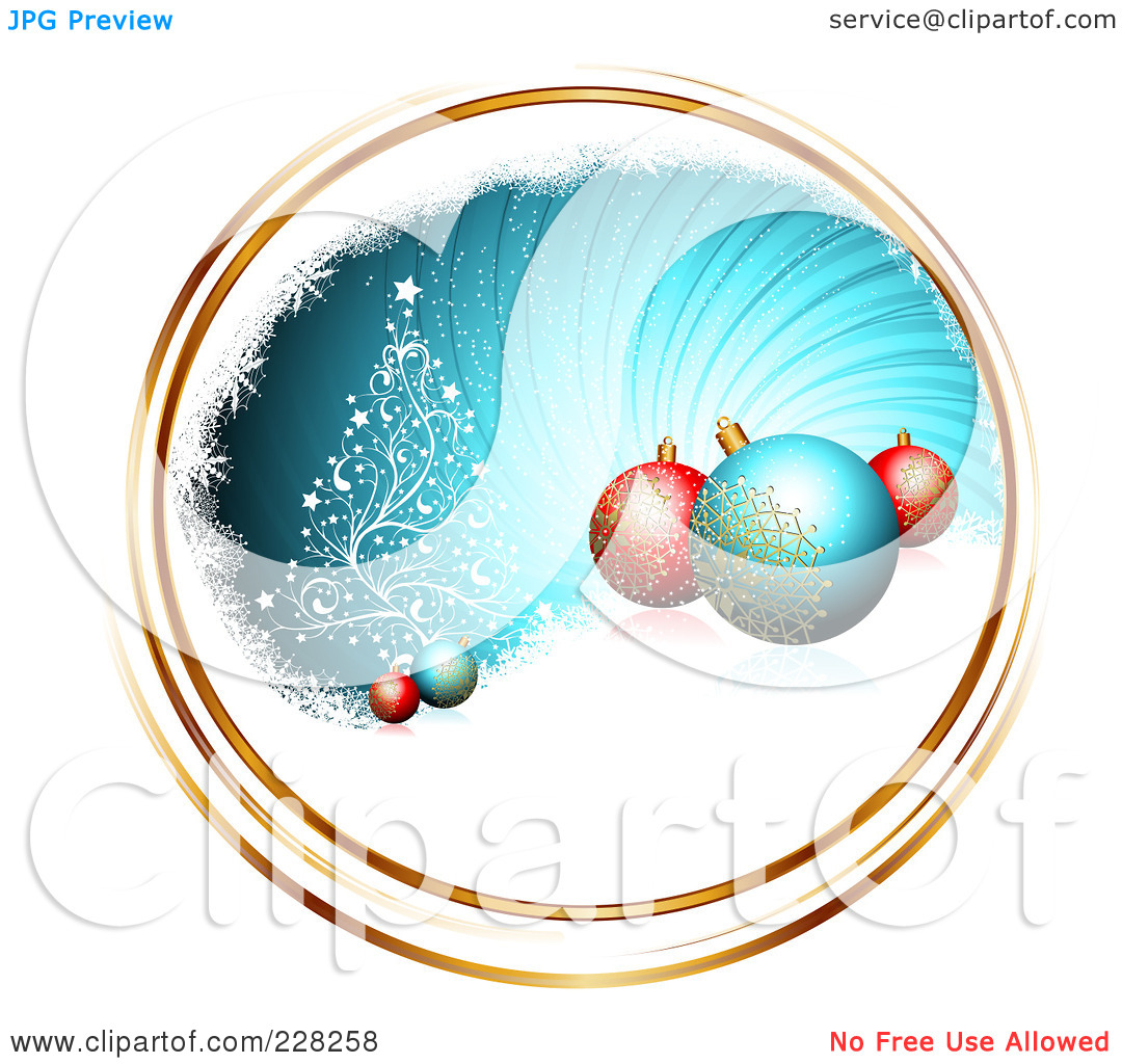 Royalty Free  Rf  Clipart Illustration Of A Blue Swirl With Gold Trim