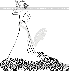 Silhouette Of Woman In Ball Gown   Vector Clipart