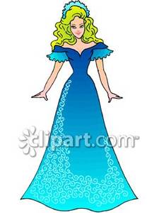 Woman Dressed In A Blue Ball Gown   Royalty Free Clipart Picture