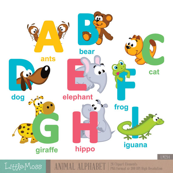 Animals Alphabet A Z Digital Clipart