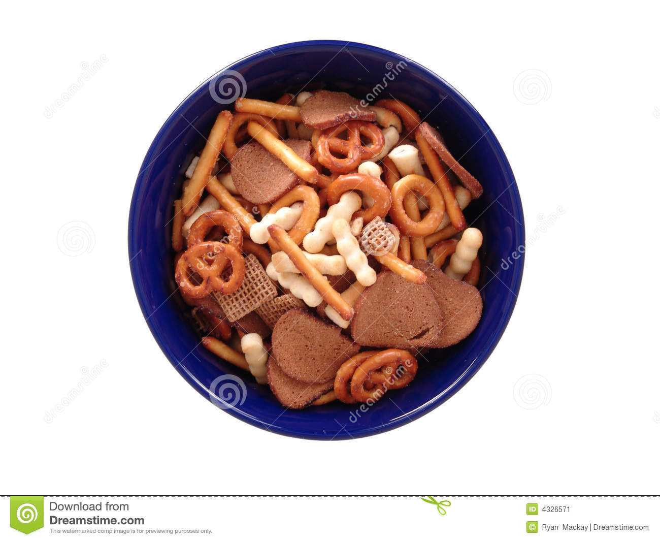 Assorted Snack Foods Mixed Together For Party Mix
