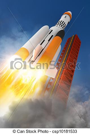 Blast Off A Rocket Launching Into Space Csp10181533   Search Clipart