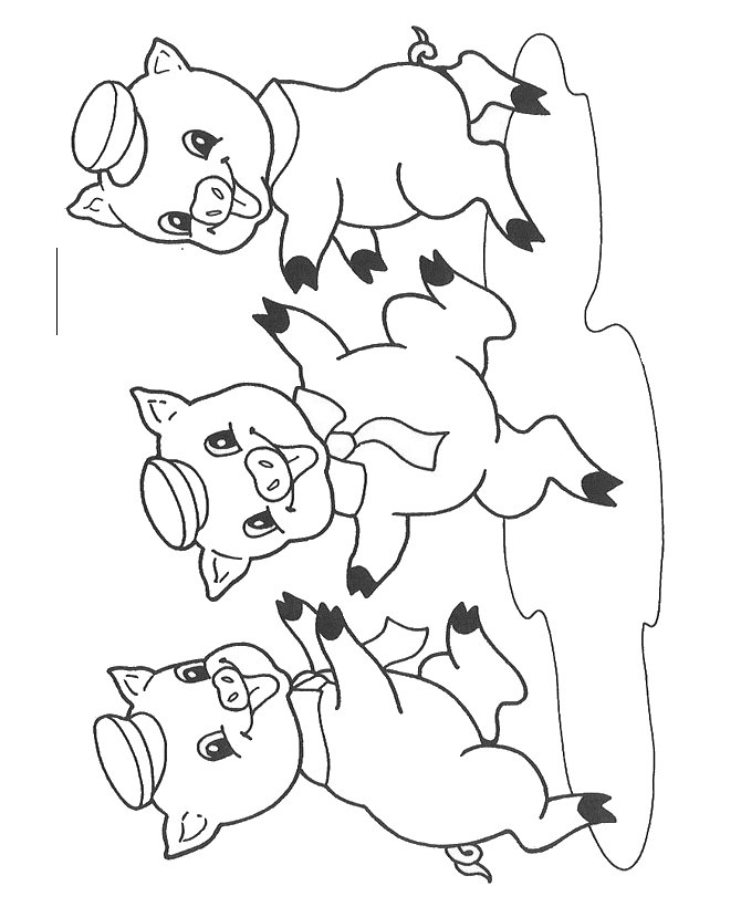 Bluebonkers   3 Pigs Coloring Sheets   Three Pigs Dancing