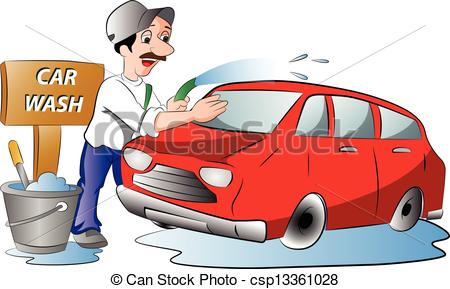 Clean Car Clipart Man Washing A Red Car