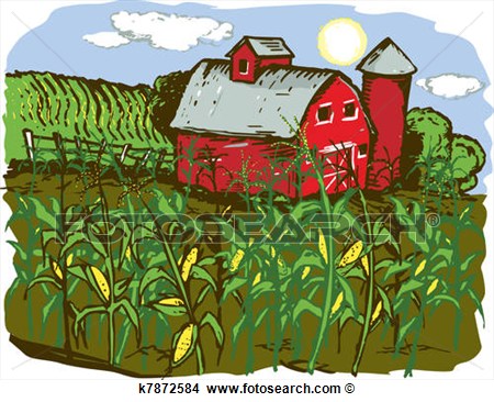 Corn Farm View Large Clip Art Graphic