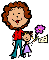 Full Version Of Stick Figure Mom With Daughter Holding Flower Clipart