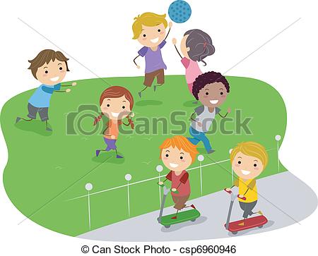 Illustration Of Kids Playing In A Park