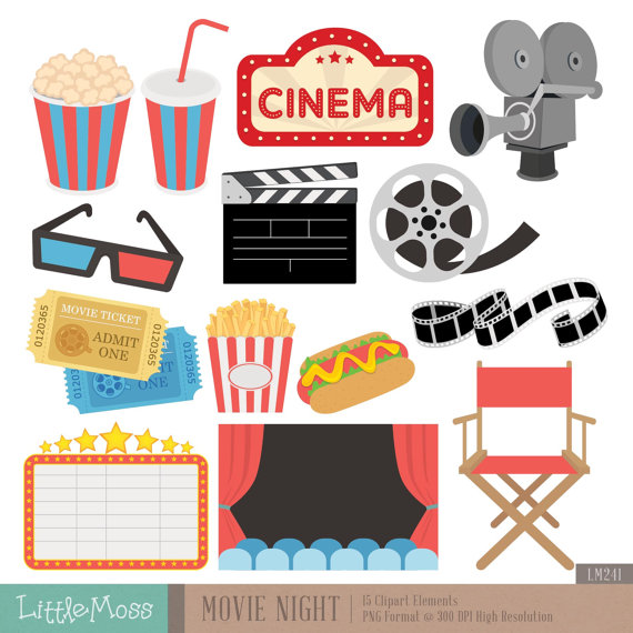 Movie Night Digital Clipart By Littlemoss On Etsy