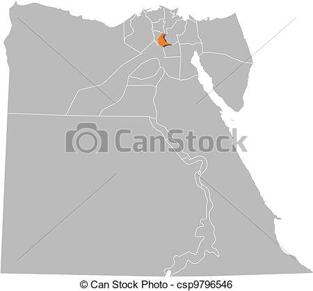 Political Map Of Egypt With The Several Governorates Where Qalyubia Is