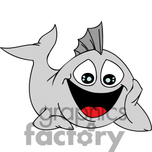 Royalty Free Happy Gray Fish Relaxing Clipart Image Picture Art