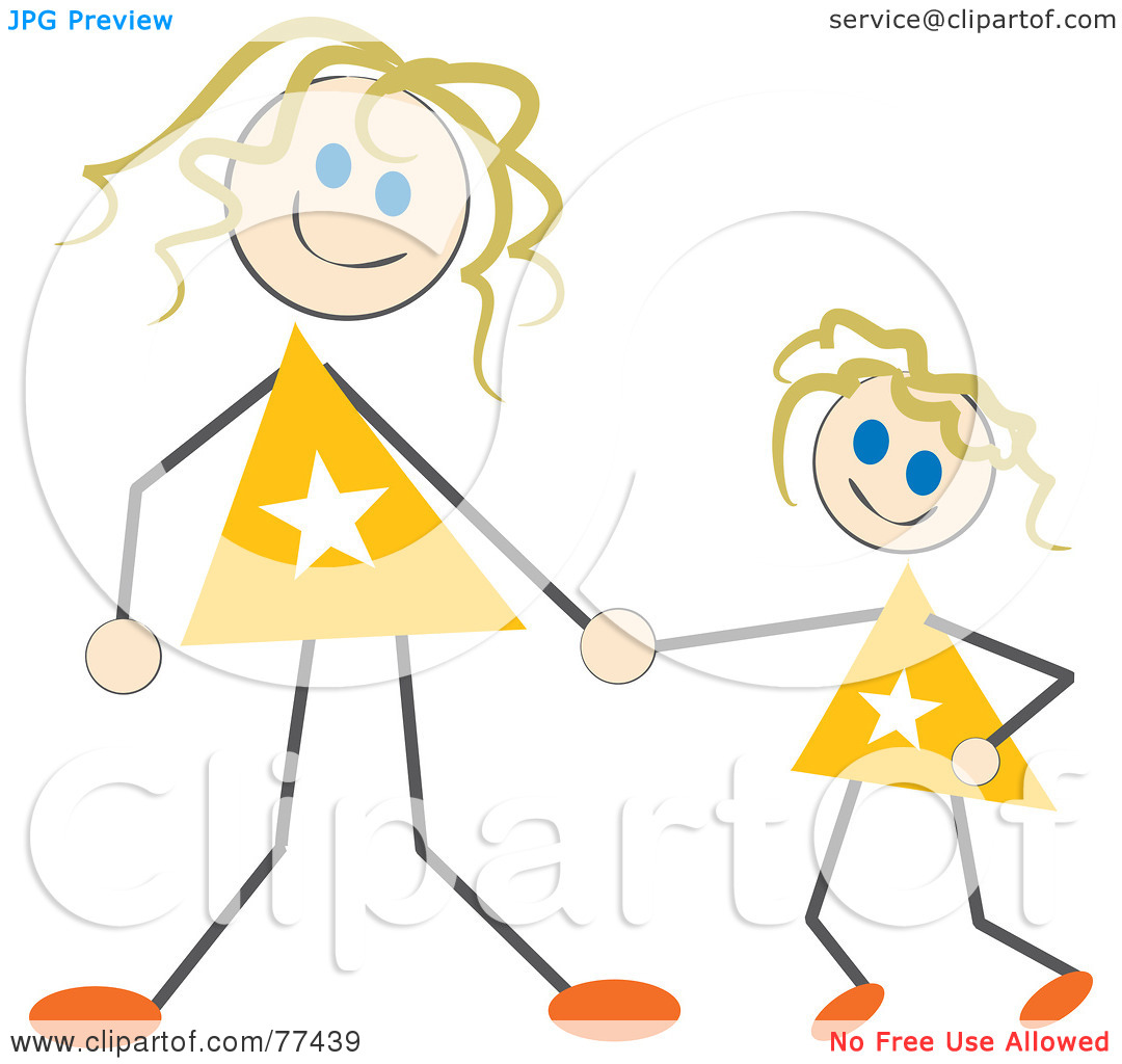 Royalty Free  Rf  Clipart Illustration Of A Stick Mom And Daughter