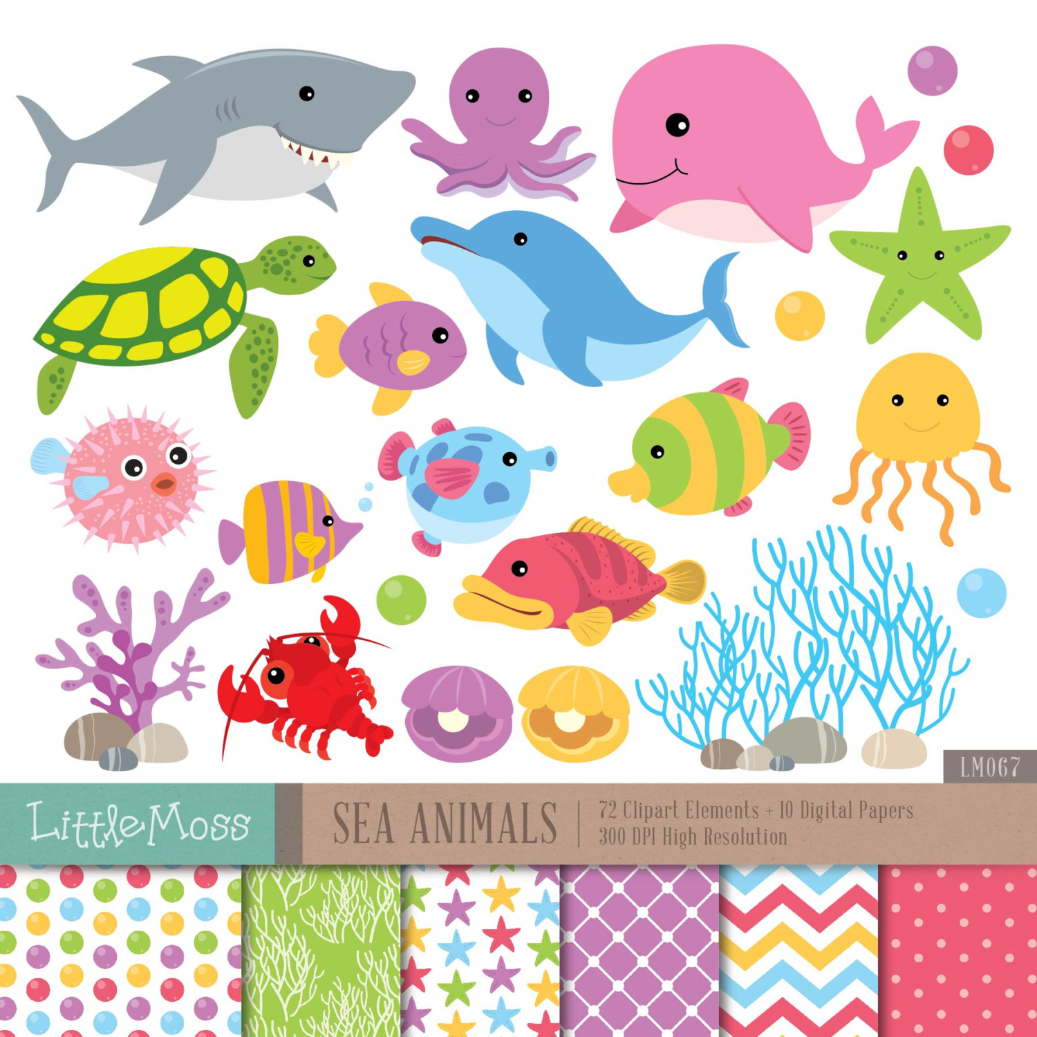 Sea Animals Digital Clipart And Papers Under The Sea By Littlemoss