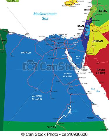 Vector Clipart Of Egypt Map   Detailed Vector Map Of Egypt With
