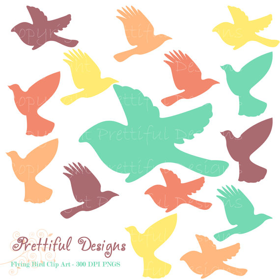 Art Teal Purple Orange Bird Clipart Instant Download Peace And Love