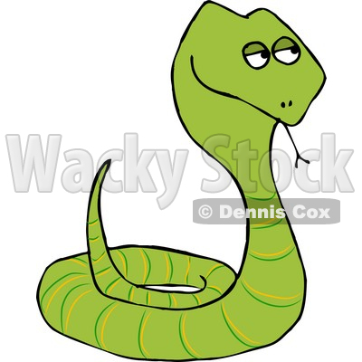 Coiled Up Viper Snake Sticking Tongue Out Clipart Illustration