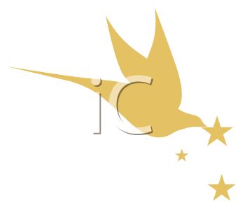 Gold Dove With Stars   Royalty Free Clipart Picture