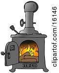 In A Wood Stove To Keep House Warm Clipart Illustration Picture