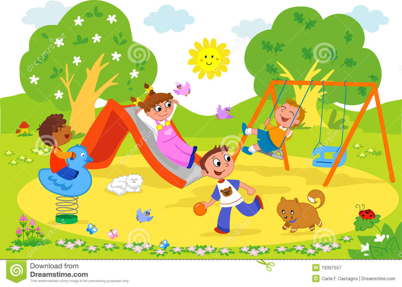Play Park Clipart Of Kids Playing Together