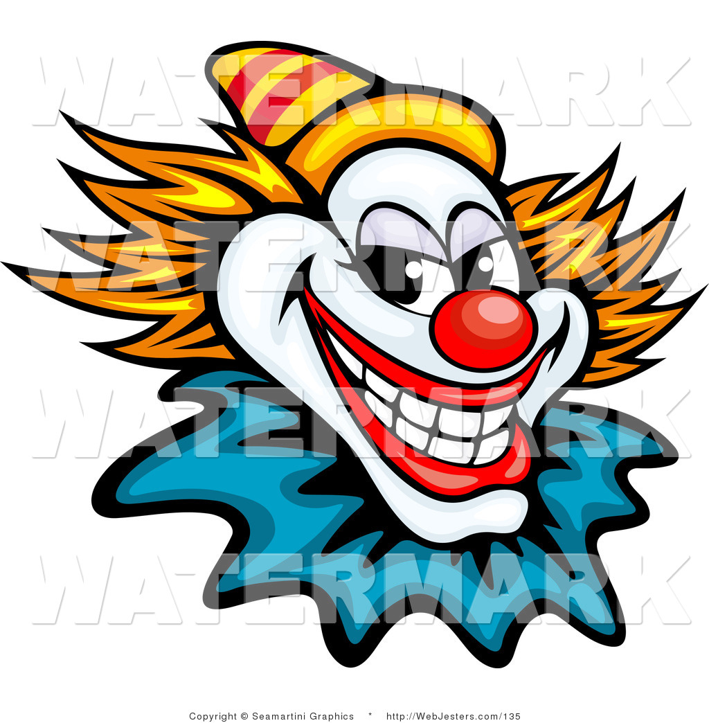 Preview  Clipart Of A Grinning Evil Clown Or Joker With A Yellow Hat