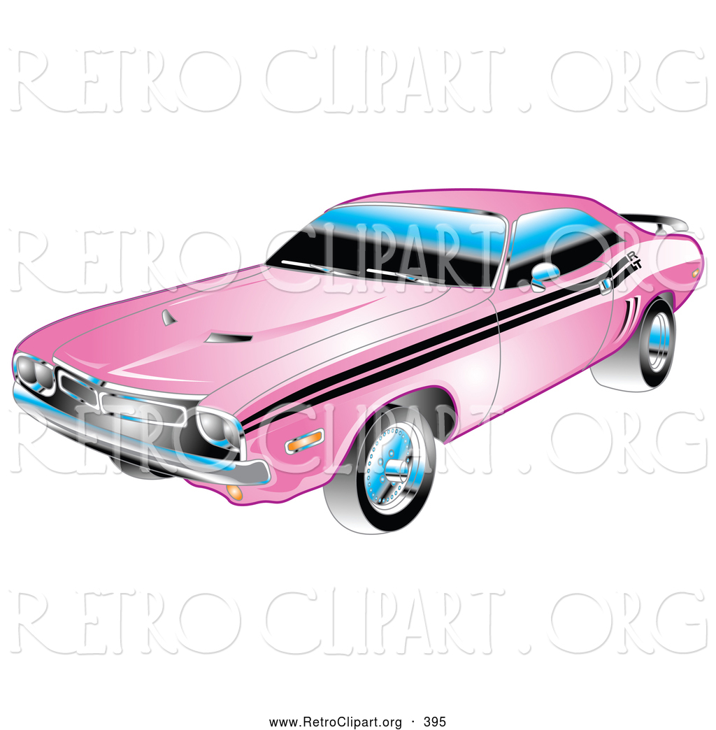 Preview  Retro Clipart Of A 1971 American Dodge Challenger Muscle Car    