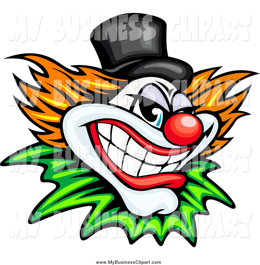 Preview Vector Of A Evil Clown Or Joker With Top Hat Clipart