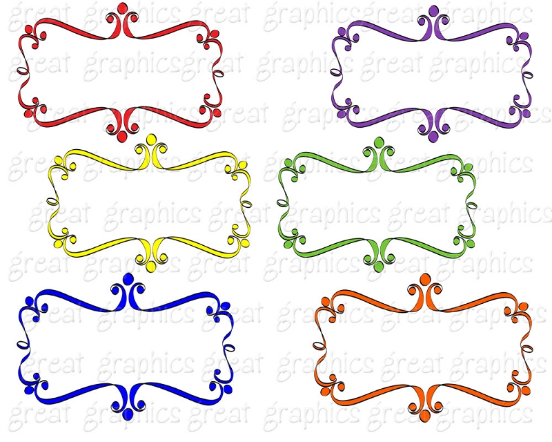 Printable Scroll Frame Clip Art Primary Colors